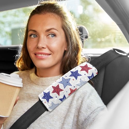 Image of Seat Belt Cover Pad 2 Pcs Soft Seat Strap Cover Cute Protector Support Head Neck Shoulder for Car Seats High Chair Backpack (6.5x6.5in) Usflag