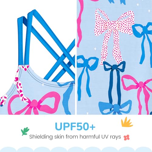 Image of LQSZ Girls One Piece Swimsuits Quick Dry Beach Bathing Suit Cross Shoulder Strap Swimwear