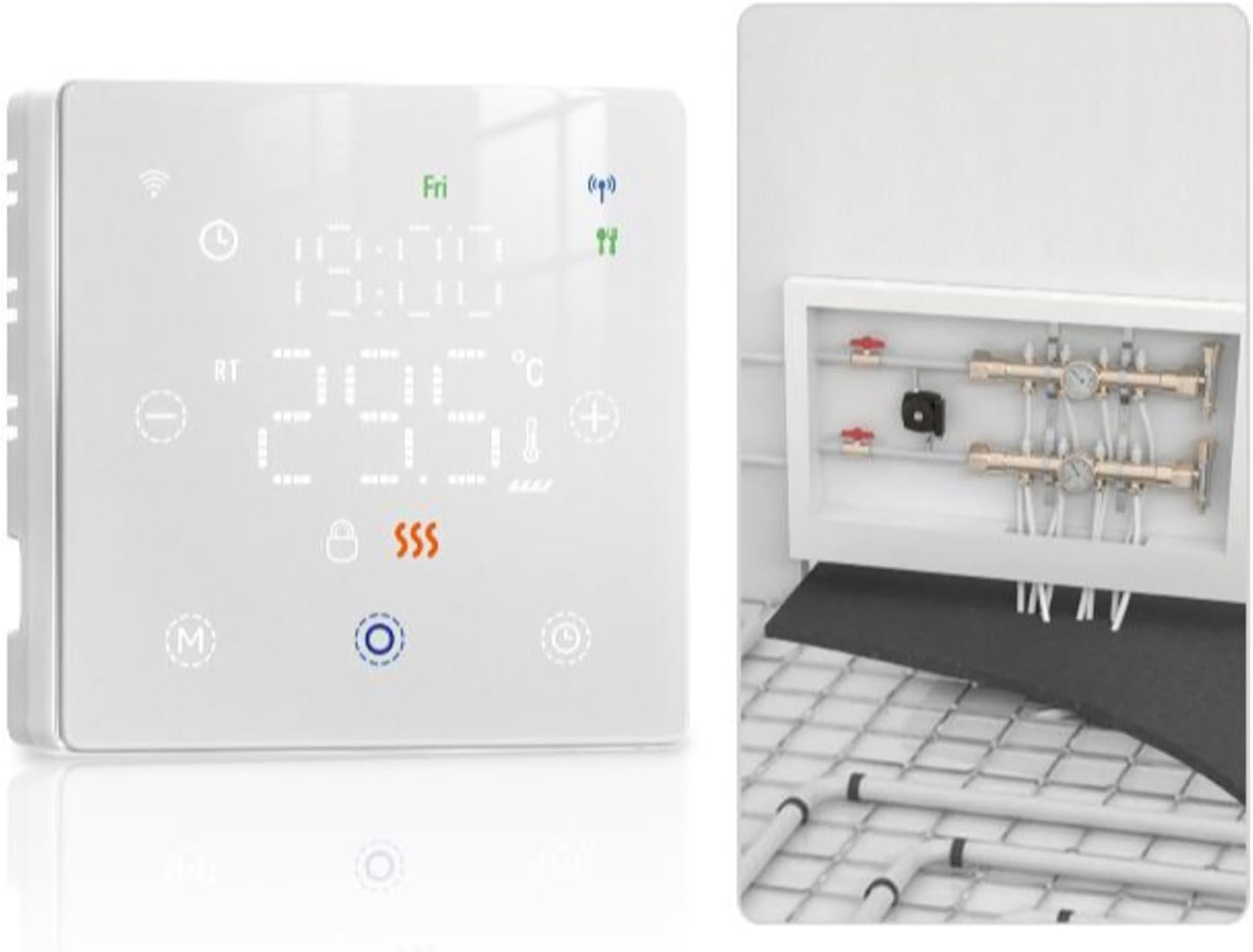 Smart Home Thermostat Switch Energy-Saving for Boiler Underfloor Heating Battery-Powered Low-Power with Precise Control Frost Child Lock