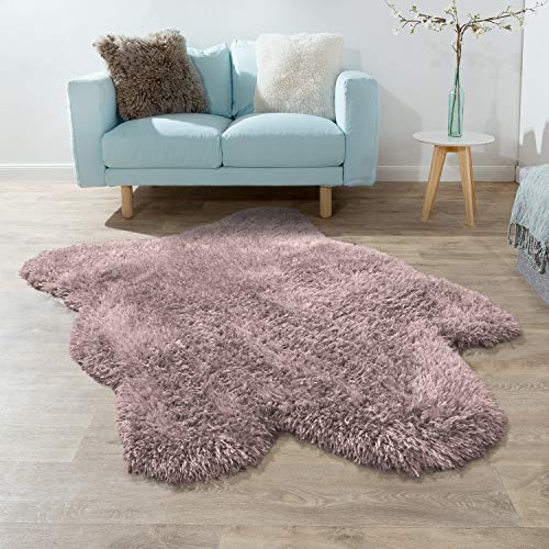 Paco Home Tapis en Peau Fausse Fourrure XXL Imitation Flokati Poils Longs Tapis Pastel Lilas Violet, Dimension:80x120 cm