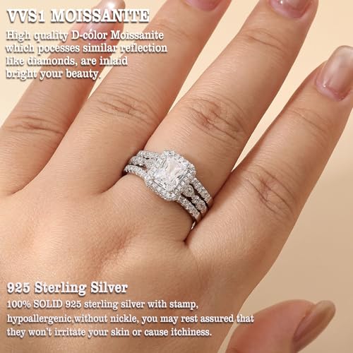 Image of Newshe Jewellery Wedding Ring Set for Women Radiant Engagement Rings