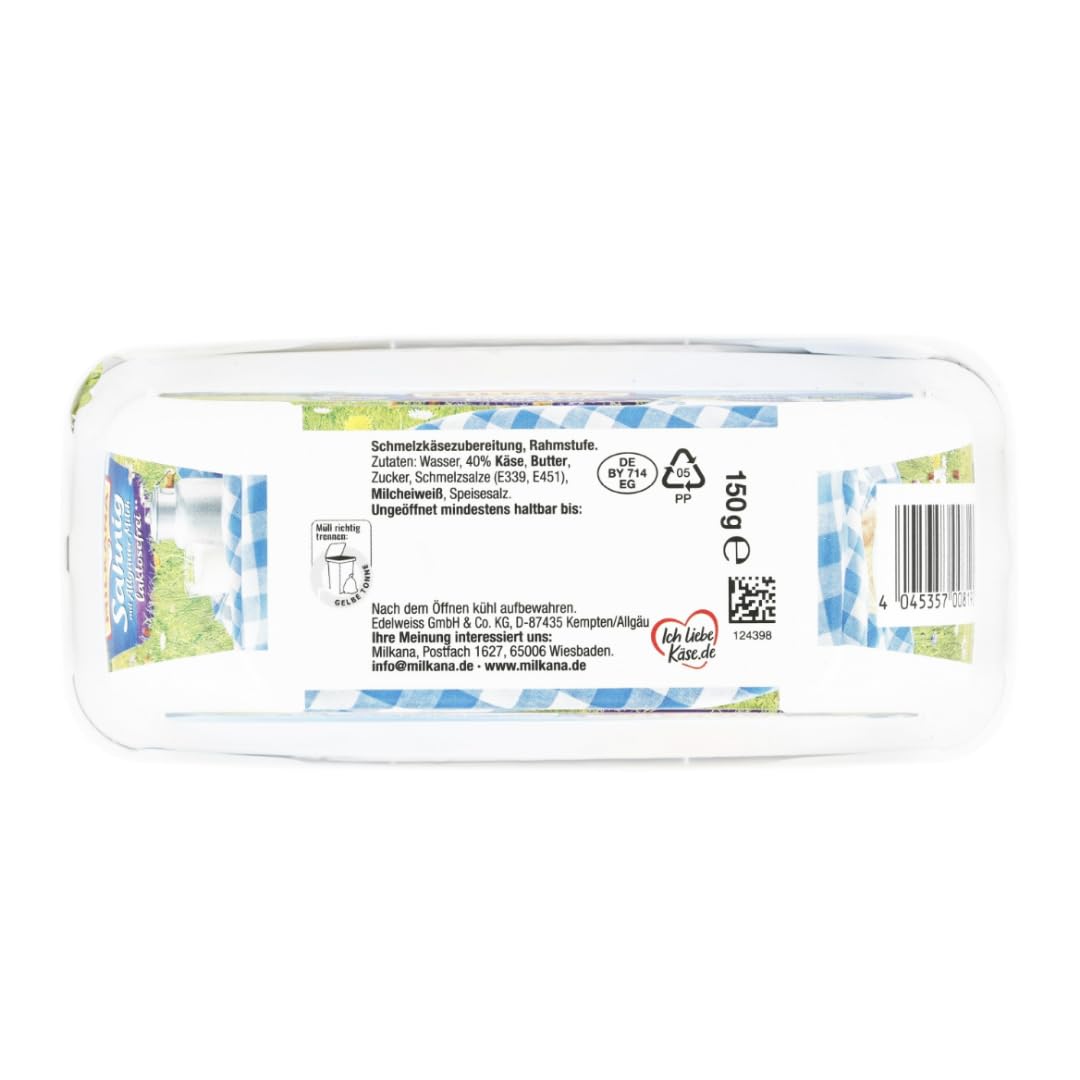 Milkana Sahnig Frischkäse käse Laktosefrei 150 gramm x 8 STÜCK [Frischegarantie]