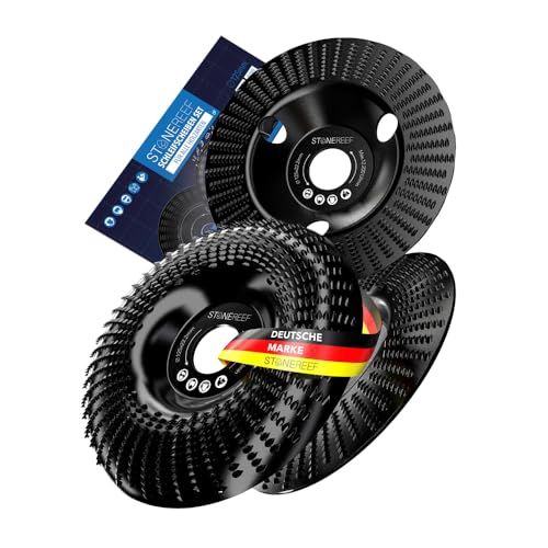 Holz Schleifscheibe 125mm [3 teiliges Set für Winkelschleifer] - Lackfräse - Holzfräser - Wurzelfräse - Diamant Schleifscheibe für Schleifen, Fräsen, Schnitzen