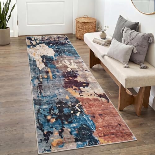 Image of Medallion Vintage Look Carpet for Living Room Bedroom Dining Room | Washable Area Rug with Non Slip TPR Backing | Modern Floor Carpet for Home(Design05-22x55 Inches)