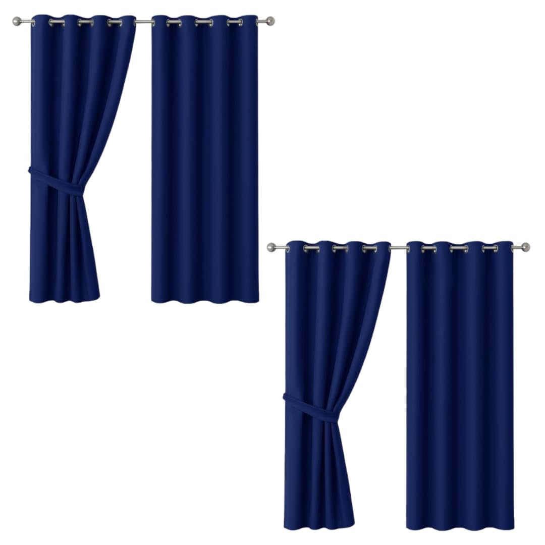 AMEHA Blackout Curtains for Bedroom - Thermal Eyelet Navy Curtains Window Treatments Super Soft Ring Top Living Room Curtain & Drapes 2 Panels 46 x 54 inch Drop (Pack of 2)
