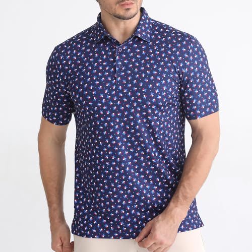 Funky Golf Polo Shirt Mens Performance 4 Way Stretch Quick Dry UPF 50 Polyester Print Short Sleeve Polo Tshirt2