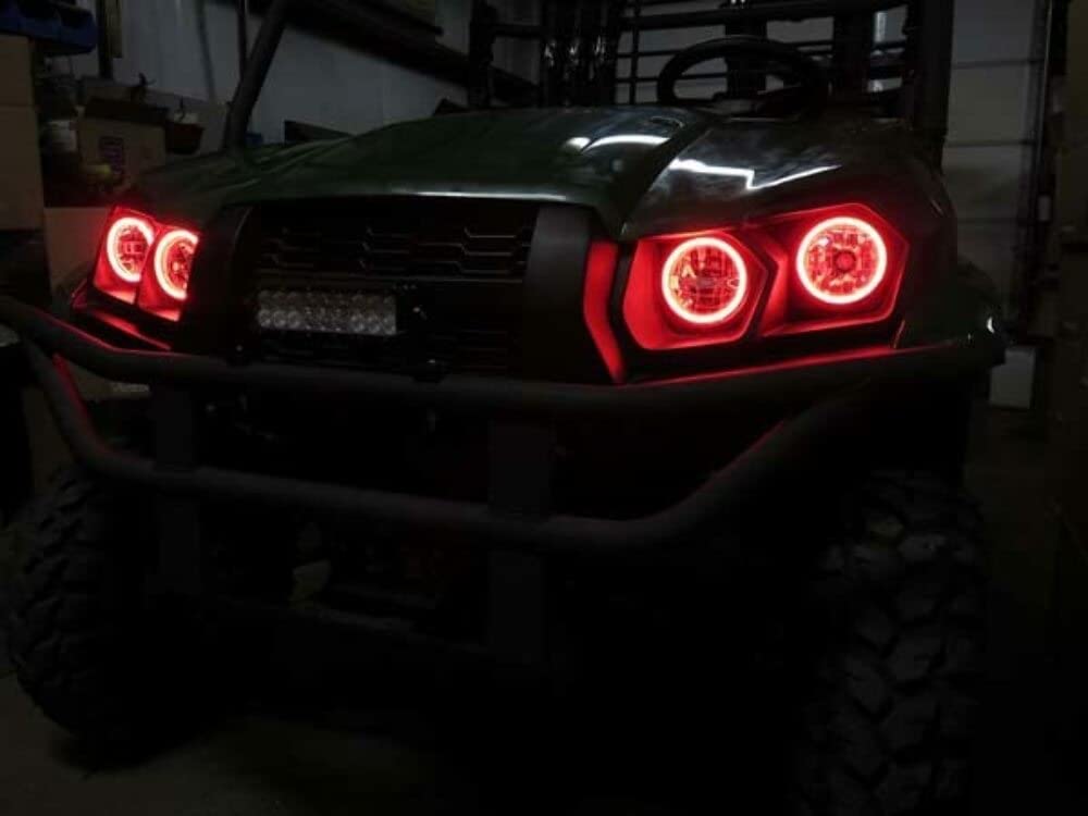 SNORKELYOURATV SYA Angel Eyes LED Halo Accent Light Kit | Compatible with Kawasaki Mule Pro MX/FXR | ATV Accessories | White