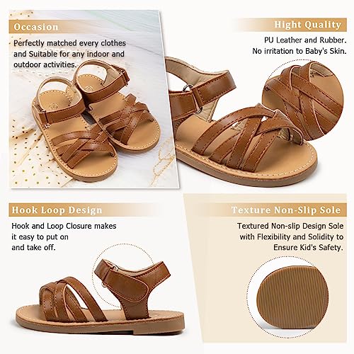 Image of Boys Girls Sandals Open Toe Breathable Princess Non-Slip Flats Summer Beach Lightweight Rubber Sole Sandals (Toddler /Little Kid)