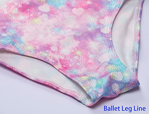 Domusgo Gymnastics Leotard For Girls Size 6-7 Years Old Pink Rainbow Loves Ballet Dancewear Sparkle Nenon Love Heart Outfits For Team Sport Hotpink #TOP5