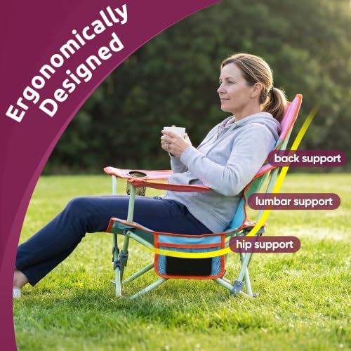 Image of HaSteeL Low Beach Chairs, 2Pcs Folding Camping Lawn Chairs - Colorful | Portable, Solid Construction, No Assembly Required, Perfect for Camping, Fishing, Picnic
