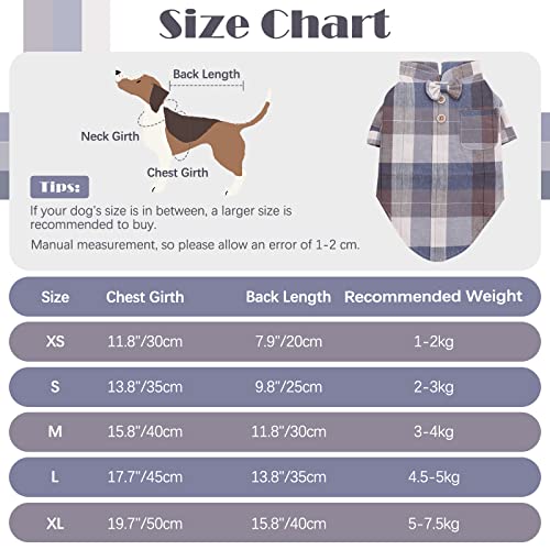 Dog Shirt, Plaid Dog Clothes Boy Girl Outfit with Bow Tie, Casual Cozy Cat Shirt Clothes Tee, Breathable Pet Apparel Polo Puppy T-Shirt, Spring Fashion Coat for Small Medium Dogs, XL - Image 3