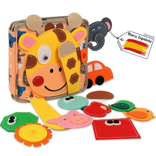Olifty Libro Montessori 1 Año - Juguete Educativo Montessori Bebé - Tablero Sensorial de Fieltro - Libro Interactivo Multisensorial para Desarrollo Infantil 1 2 3 4 Años