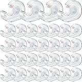 Yahenda 32 Pcs Invisible Tapes Dispensers with 32 Matte Clear Tape Refills, 0.7 x 985 Inches, Refillable Desk Tape Dispenser Bulk for Office, Home Office, School & College Supplies