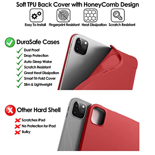 Image of DuraSafe Cases for iPad Pro 11 inch 4th 3rd 2nd Gen Case A2759 MNXE3HN /A MNXD3HN /A A2435 MNXG3HN /A MNXF3HN /A MNXJ3HN /A A2761 A2762 MNXN3HN /A MP553HN /A A2377 MHQR3HN /A MHQT3HN /A A2228 MY232HN /A - Red