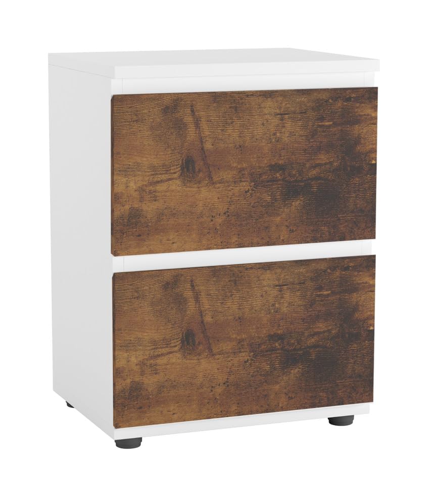URBNLIVING 2 Drawer Wooden Bedroom Bedside Cabinet No Handle Storage Nightstand Side Table