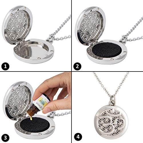 Collar difusor aromático esencias OM acero 24" cadena miniatura 4
