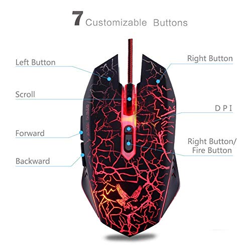 Image of Conifer MFTEK RGB Gaming Headphones with Mic and Mouse Combo, Pro Headset for PC Laptop Pung Mobile Game LED, Lightweight, Durable DPI Upto 2000 3.5mm Wired Ergonomic USB (Red)