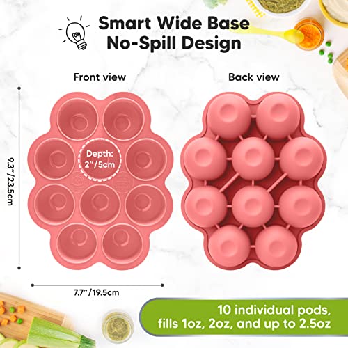 Keababies 6-Pack Glass Baby Food Containers And Silicone Baby Food Freezer Tray With Clip-On Lid - Breast Milk Trays For Freezer - 4 Oz Leak-Proof, Microwavable, Glass Baby Food Jars - Baby Food Tray #TOP5