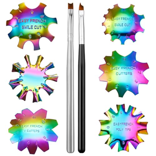 Healvian French Nail DIY Stainless Steel Nail Art Templates 6pcs
