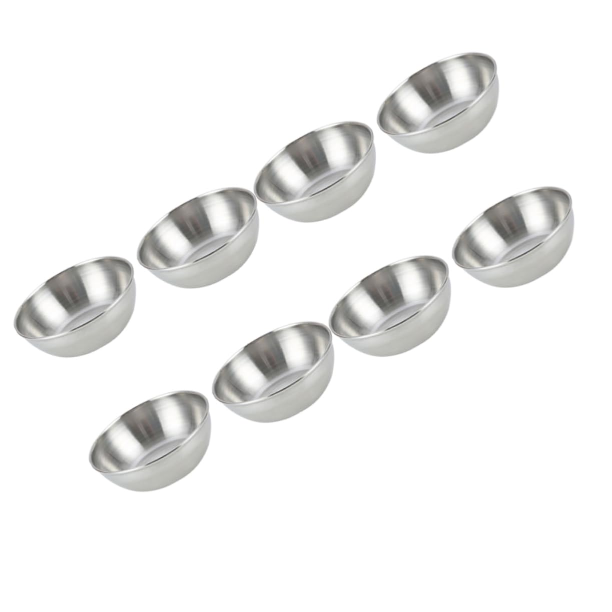 BIUDECO 8pcs Appetizer Plates Dipping Sauce Sauages The Restaurant Dining Room Round Seasoning Dish Dinnerware Food Tray Trifle Serving Tray Dip Dish Flavor Dish Dipping Bowls Silver