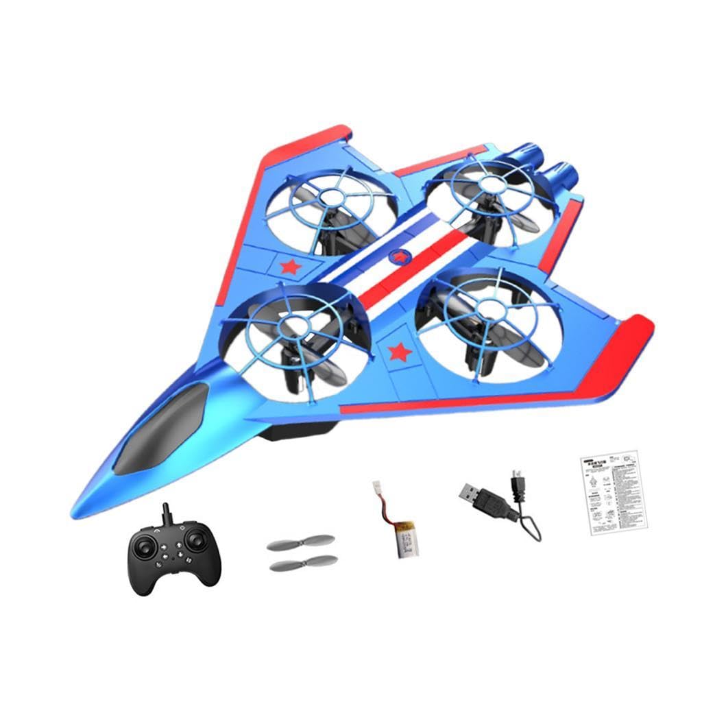Aereo RC Radiocomandato, Jet da Combattimento Giocattolo con Fissa E Luci per Notturno, Ideale per Bambini E Bambine, Blu Rosso 1 Batteria
