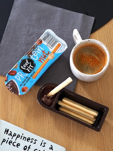 Feel FIT Protein nut & mini grissini, leckeren Haselnuss-Kakao-Creme und 7 knusprigen Brotsticks, Protein-Snack ohne Zuckerzusatz und ohne Palmöl 25 g