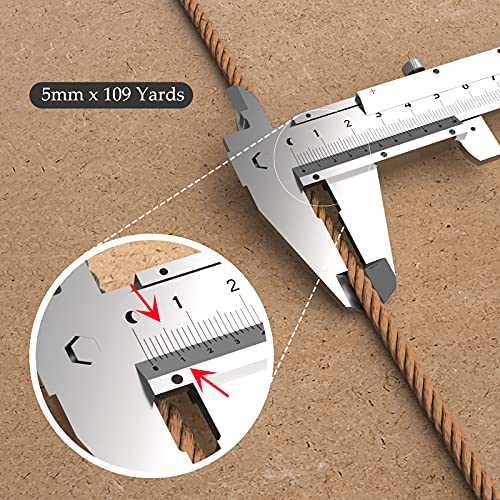 Image of ZUEXT Macrame Cord, Caramel, 5mm x 109yds Cotton String Macrame Yarn | 100% Natural Handmade, 4 Strands Twisted Cotton Rope, For Wall Hanging Plant Hangers Gift Wrapping Tapestry DIY Crafts, 100m