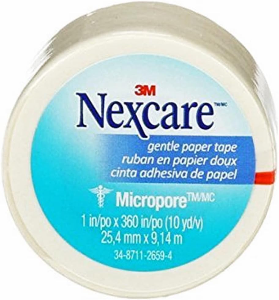 Nexcare Micropore Gentle Paper Tape, Breathable, 1 Inch X 10 Yards, 9 Rolls