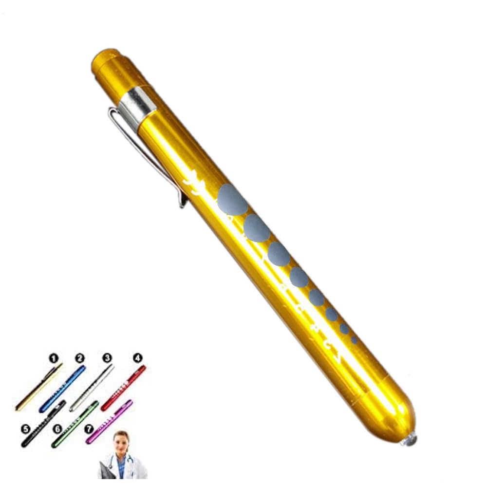 Supertool Mini Pen Torch Light Diagnostic Medical Penlight, Mini Reusable LED Penlight Flashlight Pen Torch for Home Outdoor Doctor Nurse EMT Emergency (Gold, 1 Pack) Yellow,13.5cm