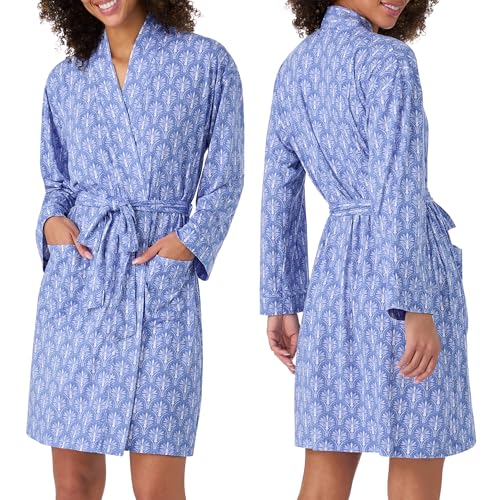 Image of Tommy Bahama - Women's Short Wrap Robe, Long Sleeve Stretch Jersey Kimono with Pockets for Sleep or Lounge