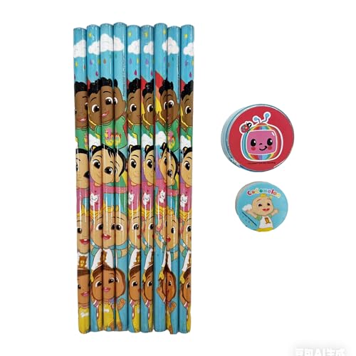 Image of CoComelon 11 pcs Stationery Set Pencils, Eraser, Sharpener | Study Kit for Boys & Girls | School Gift Set | Return Gift