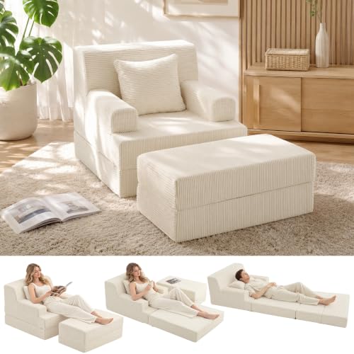 HOMBYS 5-in-1 Convertible Floor Sofa Bed, Cloud Boneless Couch with Ottoman by HOMBYS - Used condition - US$195.97