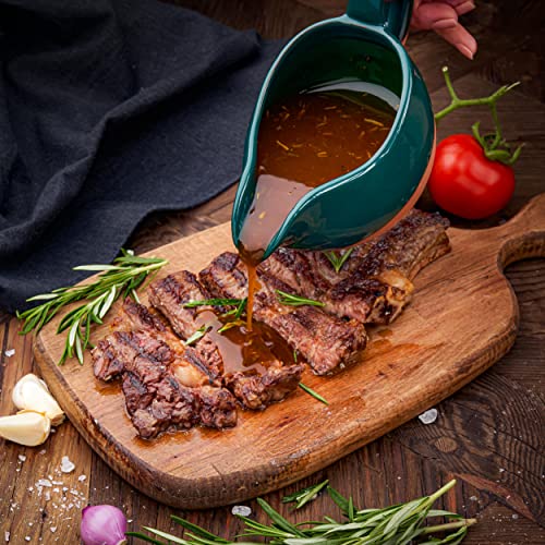 Gravy Boat Hand Crafted Terracotta Clay with Ergonomic Handle 11 Oz - Natural and eco-friendly - Gravy Warming Sauces - Salad Dressing - Microwave Safe (Sea Green) - Image 4