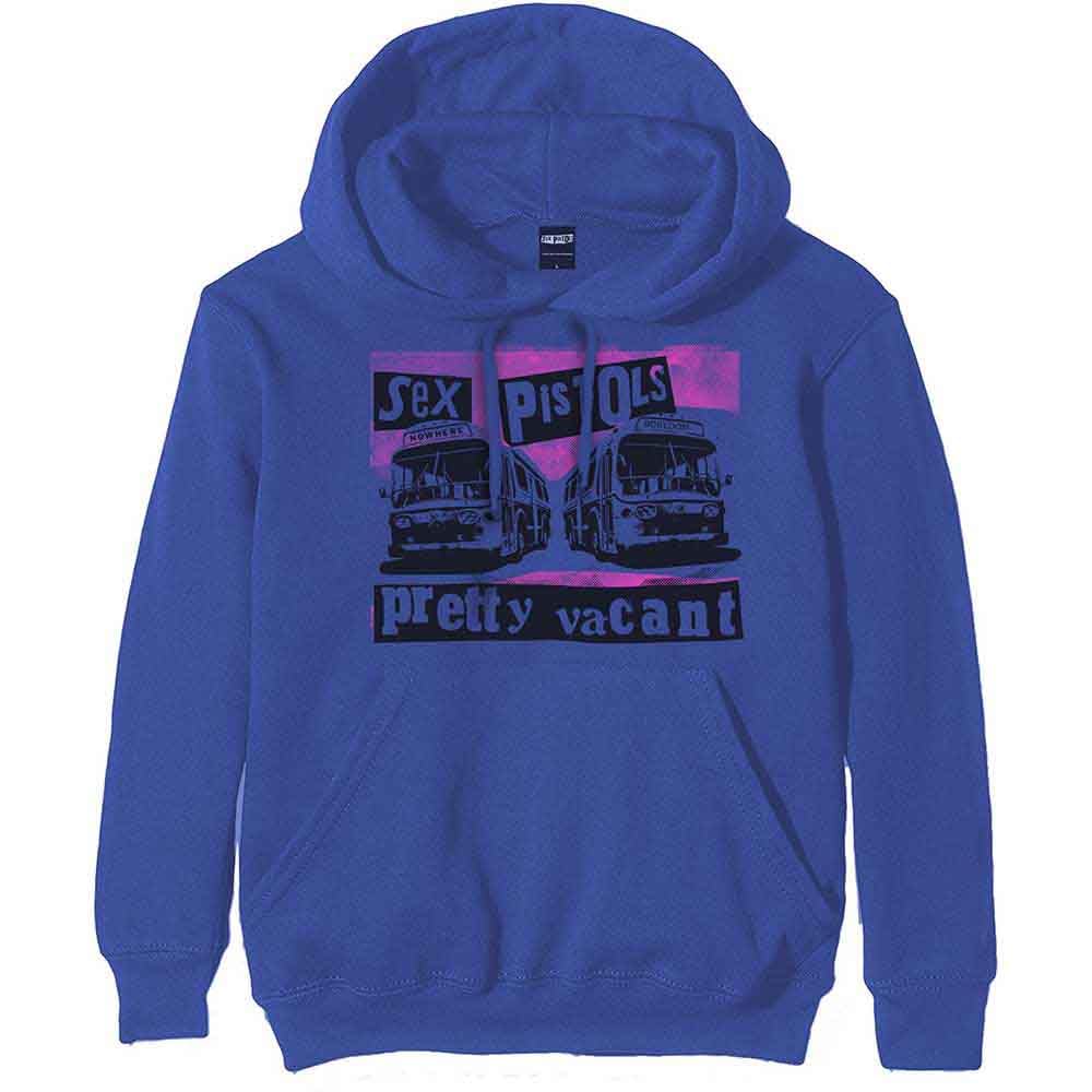 Rock Off officially licensed products The Sex Pistols Unisex Pullover Hoodie: Pretty Vacant Coaches (Blue) One Size