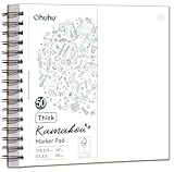 Ohuhu Doppelseitiges Skizzenbuch - Ohne Durchdrücken, 280 g/m² superdickes Papie (50 Blatt/100 Seiten), Spiralgebundener Zeichenblock für Alkoholmarker Aquarell, Illustration & Skizzen, 21x21cm