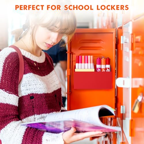 Image of BEYGORM Magnetic Dry Erase Marker Holder for Whiteboard & Refrigerator | Non-slip Acrylic Pen Holder for Classroom, Fridge Magnet, Locker Organizer Accessories, Teacher & School Supplies(Red)