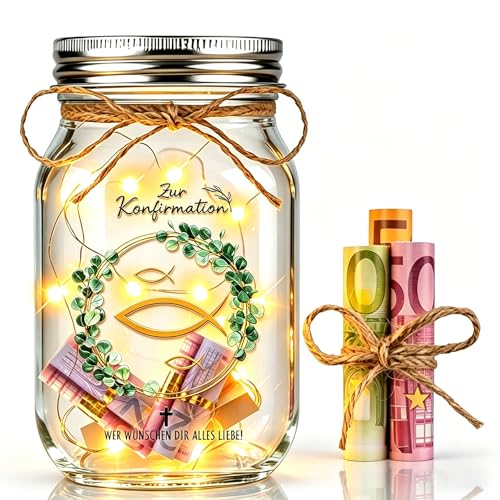 Konfirmation Geschenk LED Flaschenlicht Geldgeschenk Konfirmation für Mädchen und Jungen Konfirmationsgeschenk Geldgeschenke Verpackung