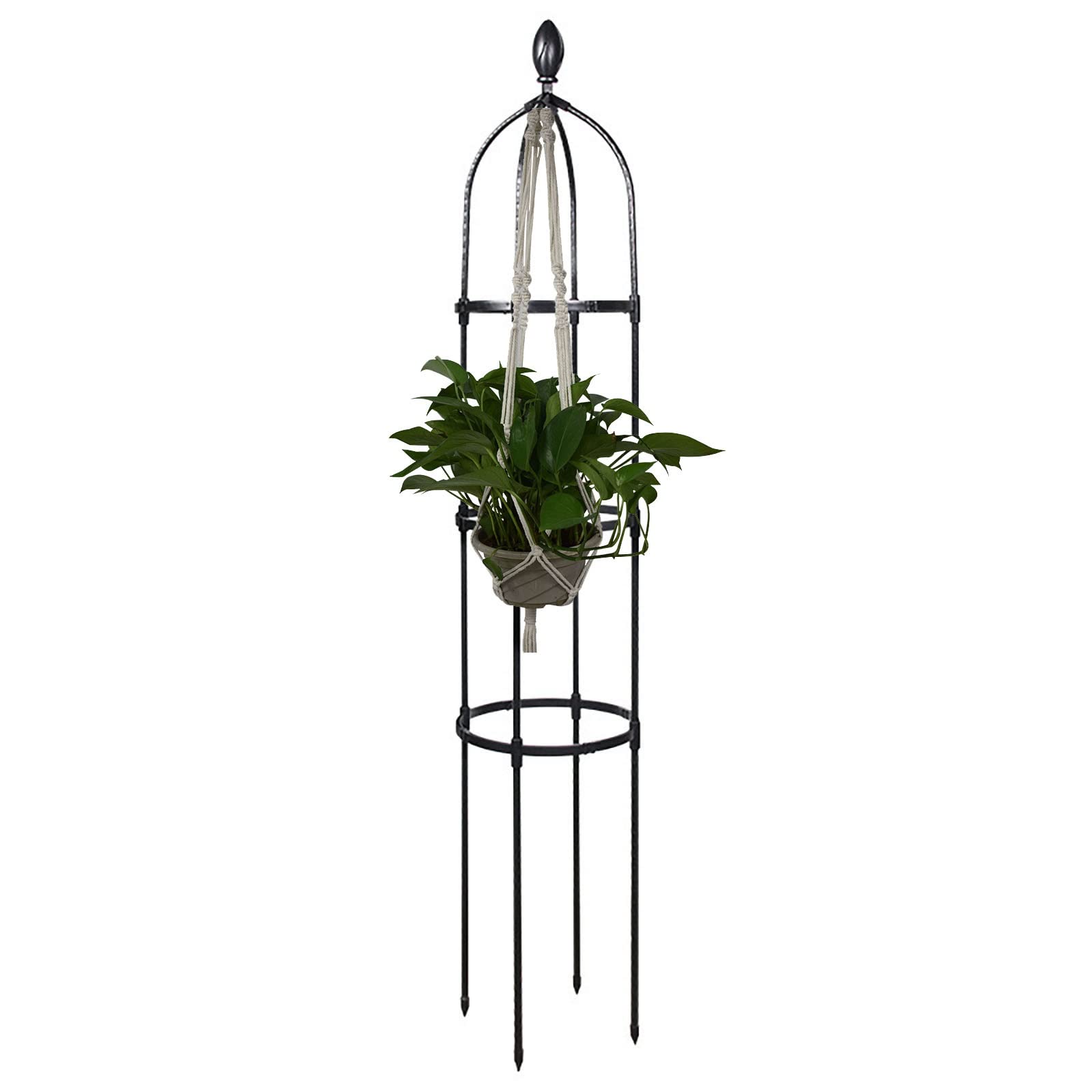 4 Obelischi Da Giardino In Metallo 120 Cm | Traliccio Per Rampicanti Antiruggine Con Guanti