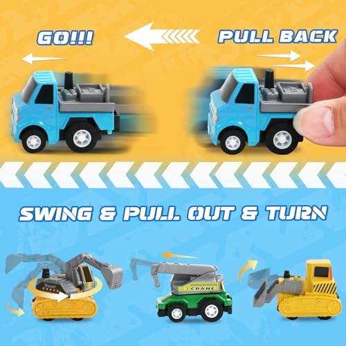 image for Fajiabao 18 PCS Toy Cars for Toddlers Mini Pull Back Cars Trucks Pinat