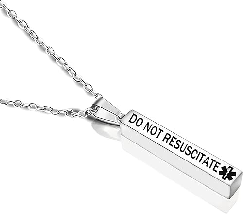 Collar de acero inoxidable con identificación de alerta médica con información médica