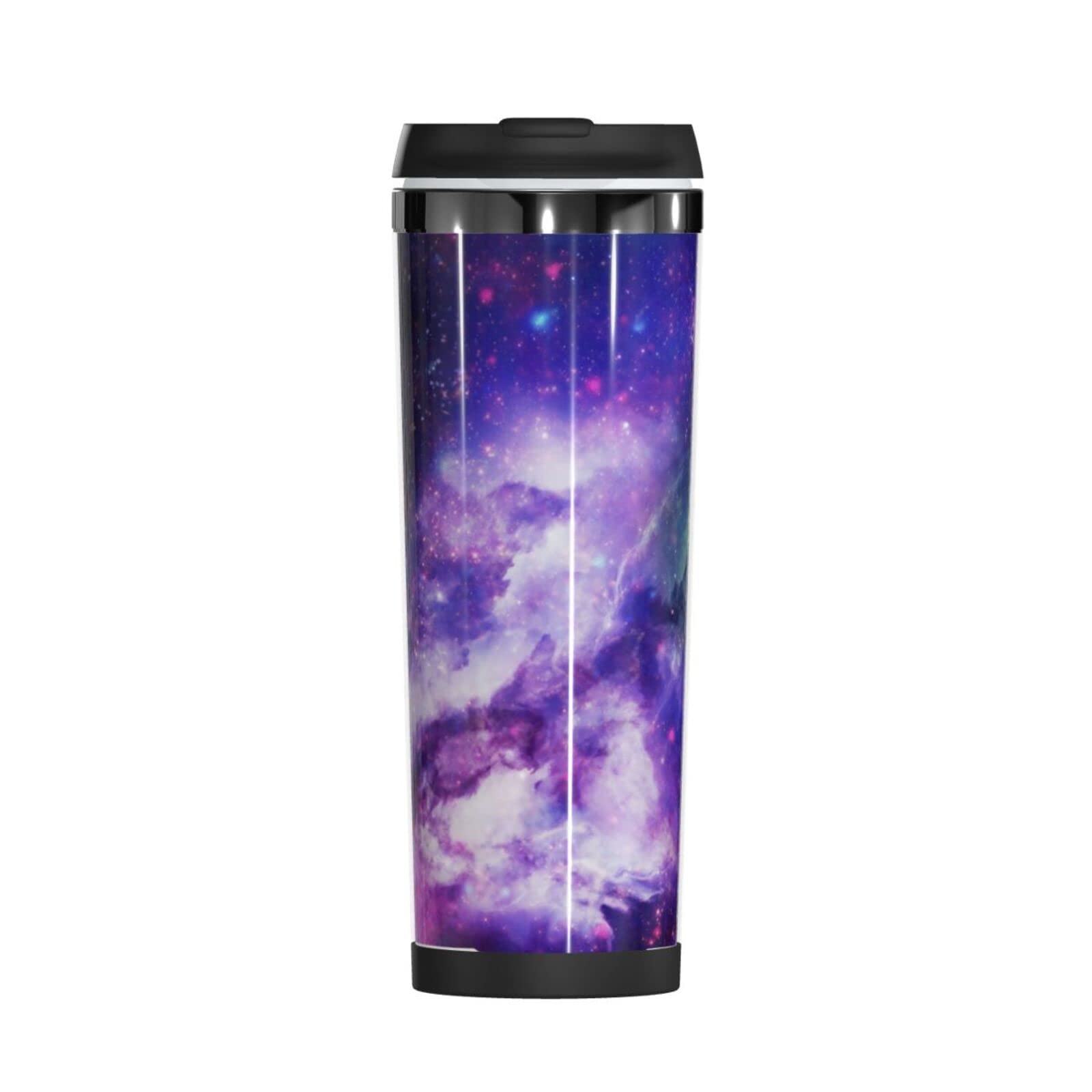 CHNOBET Outer Space Galaxy Nebula Coffee Mug, Stainless Steel Travel Mug with Leakproof Lid, Travel Coffee Mug for Men Women