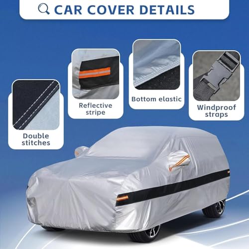 Image of 10 Layers SUV Car Cover Custom Fit for Toyota 4Runner (2002-2026) Waterproof All Weather for Automobiles, Full Cover Rain Sun UV Protection.Silver