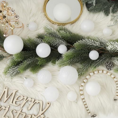 SZVRL Christmas Balls Ornaments -36pcs Shatterproof Christmas Tree Decorations with Hanging Loops for Xmas Tree, Holiday Party, Wedding & Indoor Home Decor,6 Styles in 3 Sizes (White) - image 5