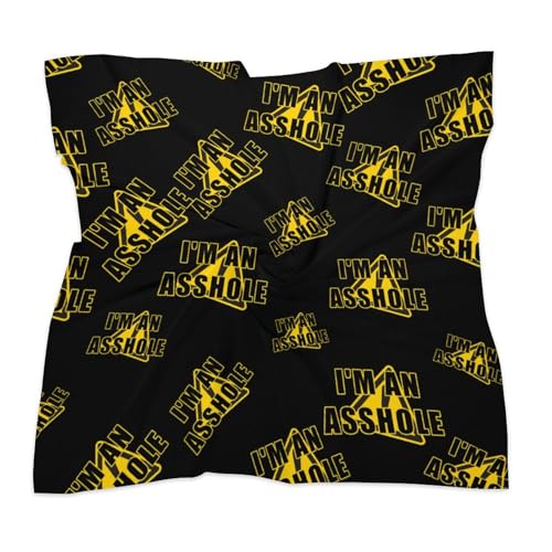 Warning I'M An Asshole Bandanas Face Mask Square Scarf Headwear Silk Head Scarves Lightweight Wrap Neck Scarf3