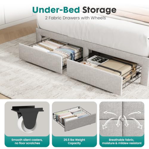 Image of Bed Frame, 12 Inch Solid Pine Wood Platform Bed Frames for King Mattress, Includes Wood Slats Support, No Box Spring Needed, Easy Assembly, Pine