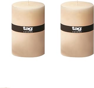 tag Chapel 4X6 Ivory Pillar Paraffin Wax Candle Unscented Drip-Free Long Burning 130 Hours for Home Decor Wedding Parties Set of 2 4x6 Ivory