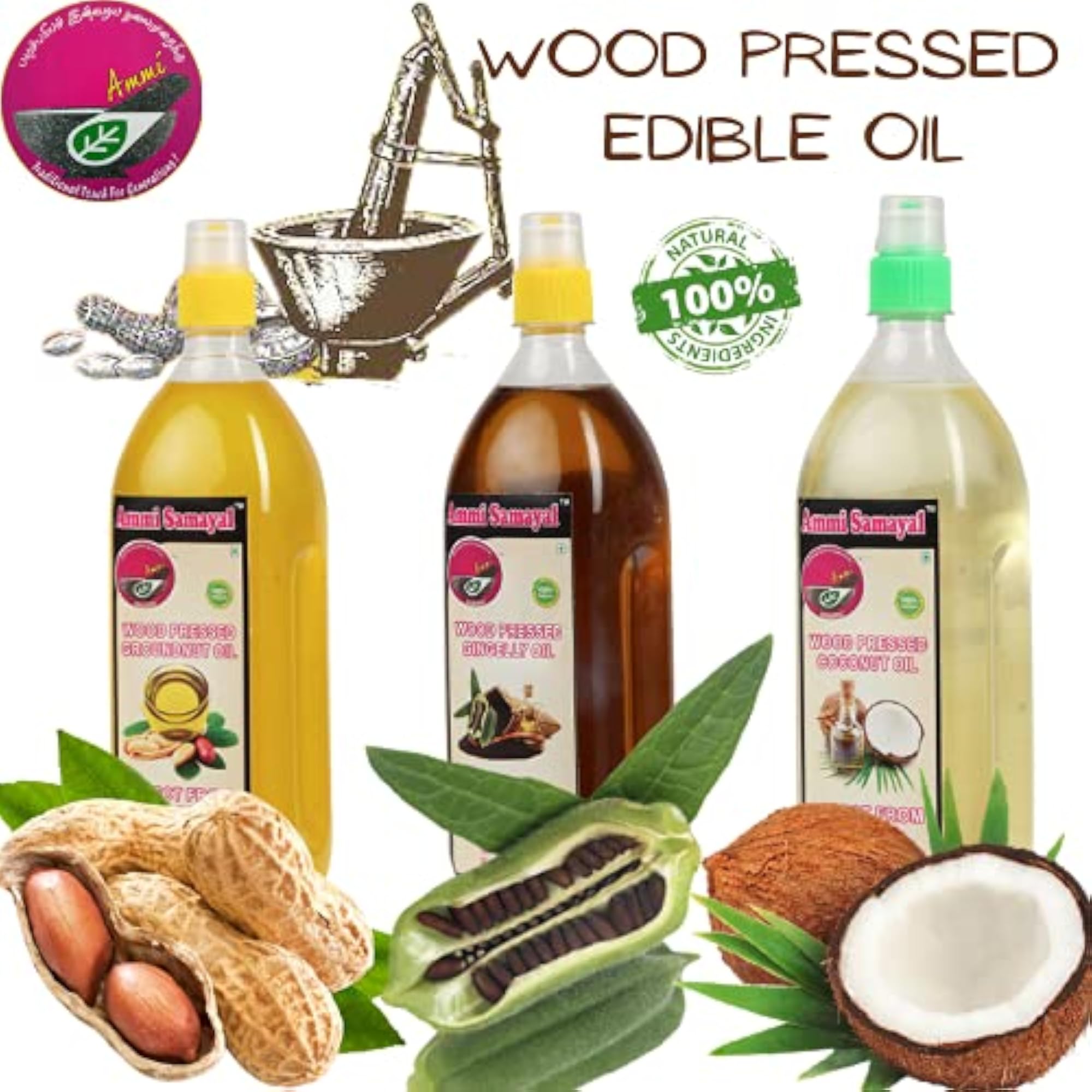 Wood Pressed Gingelly Oil 2L, Premium Organic Sesame Oil