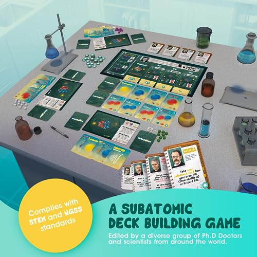 Genius Games Subatomic - An Atom Building Card Game - Physics Learning Educational Toy for Kids - 2-4 Players - Age 10 Years Plus