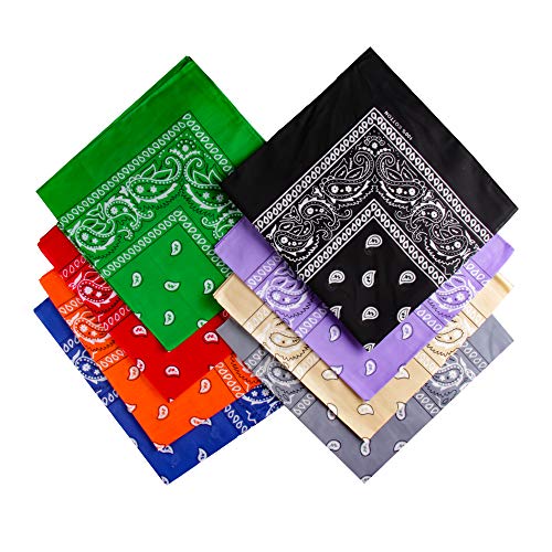 Ambielly Pañuelos Clásico Impresión Paisley Pañuelos 100% algodón Envoltura de la cabeza Pulseras Bufandas (001)