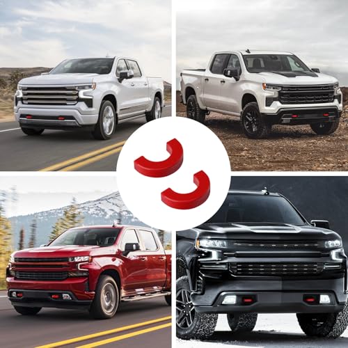 Image of Tow Hook Covers Fit for Chevy Silverado 1500 2007-2026 /GMC Sierra 1500 2007-2018, Customized Car Tow Hooks Compatible with Chevrolet Silverado 1500 Accessories 2007-2026 (Red)